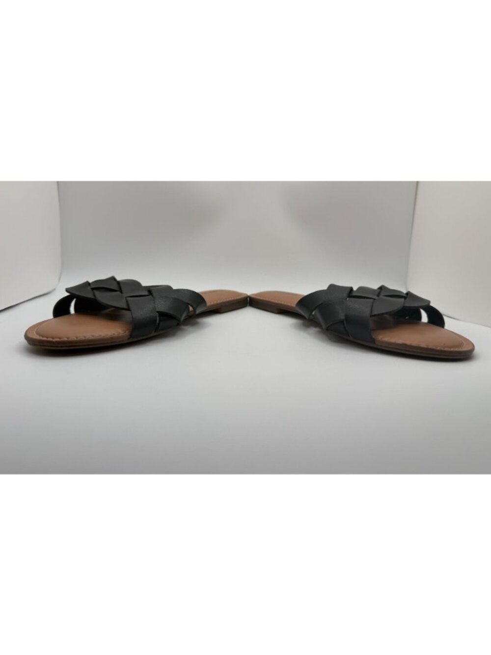Torrid Black Woven Slide Sandals Women Size 8.5W Faux Leather Open Toe Shoes - Picture 7 of 14